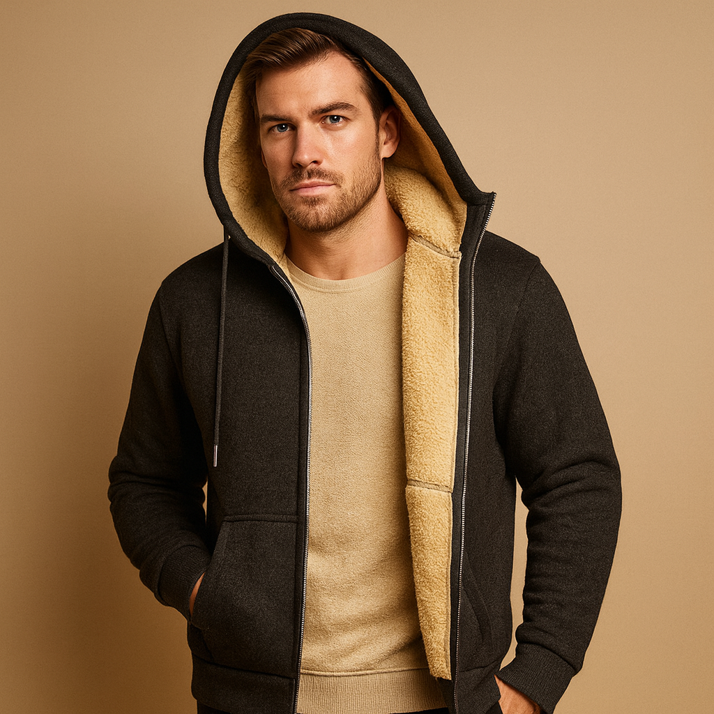 Fleece sweater with fur lining for men | Nathan