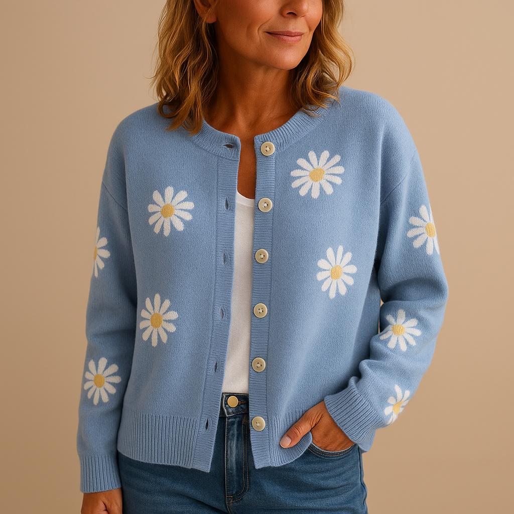 Floral button-up knit cardigan for women | Enya