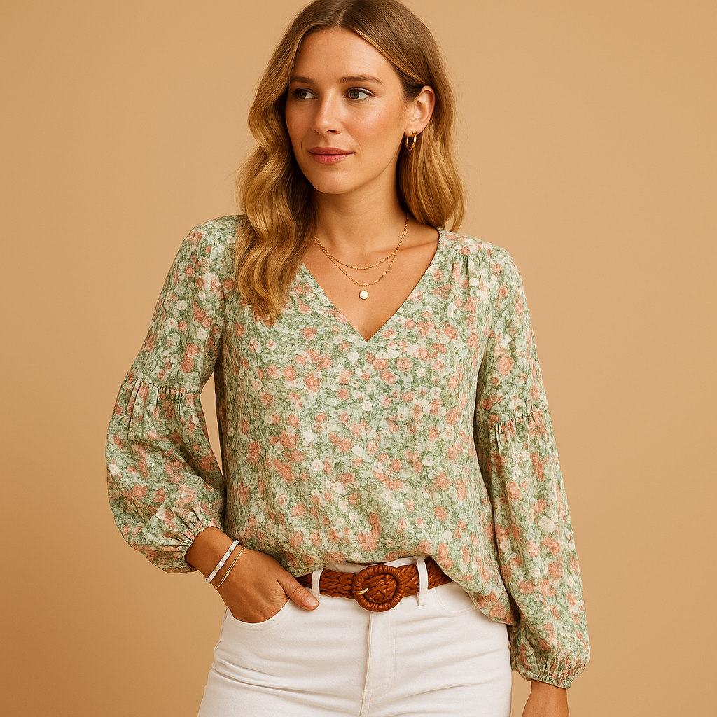 Floral long sleeve summer blouse for women | Clara