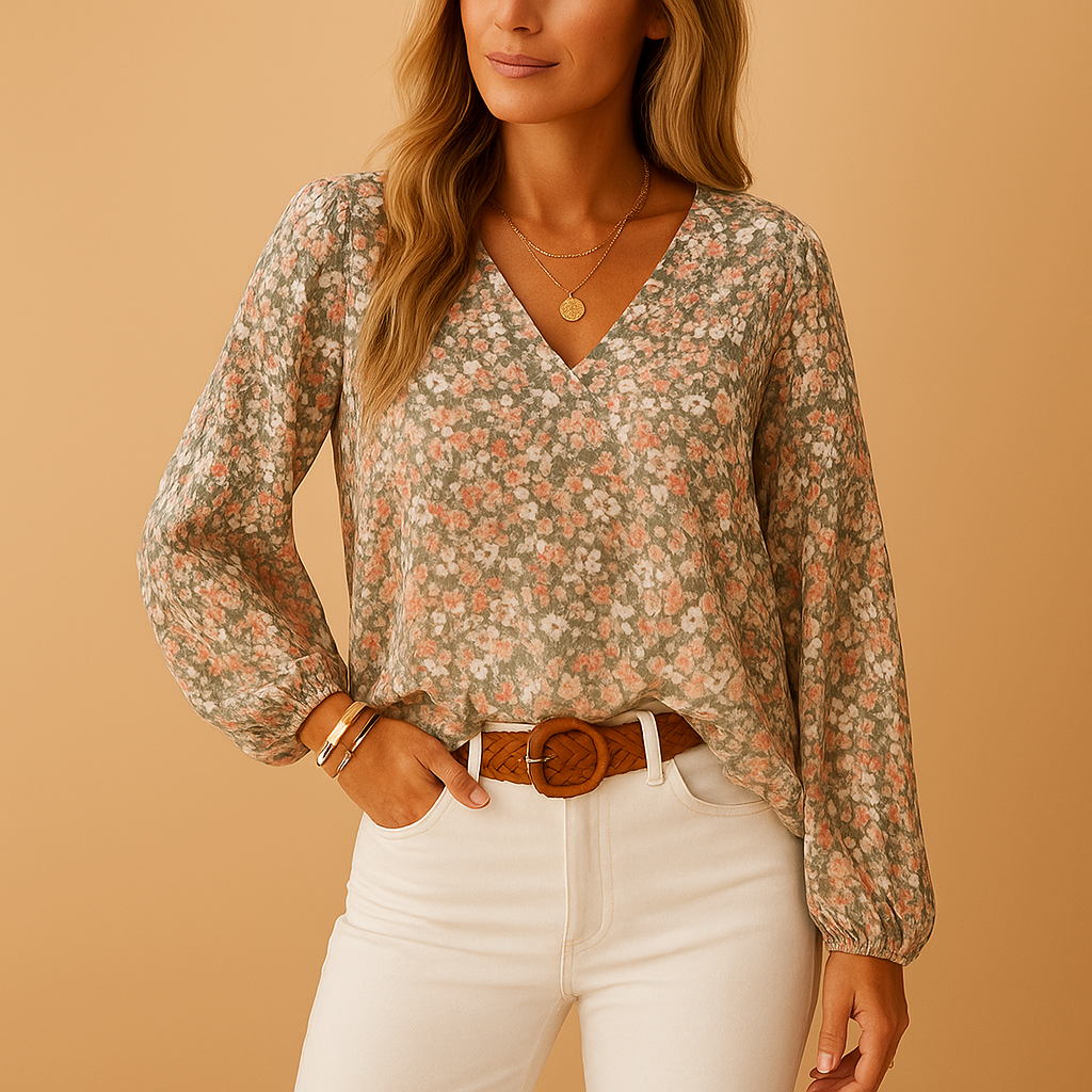 Floral long sleeve summer blouse for women | Clara