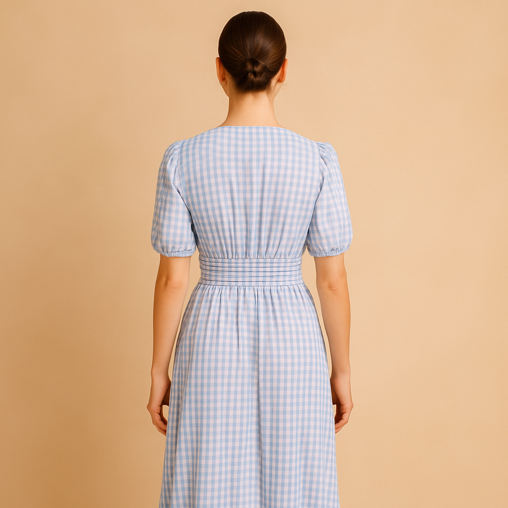 Flowy buttoned maxi dress with long sleeves for women | Danique