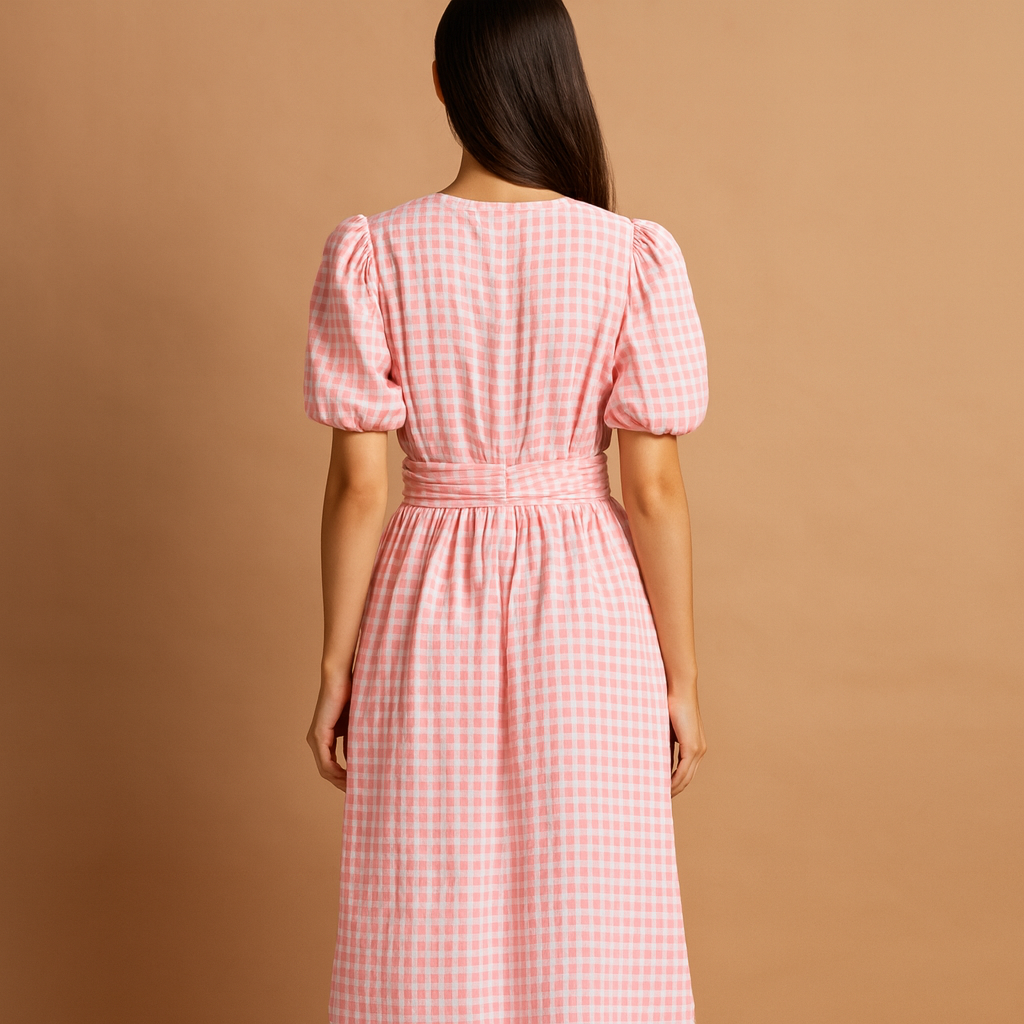 Flowy buttoned maxi dress with long sleeves for women | Danique