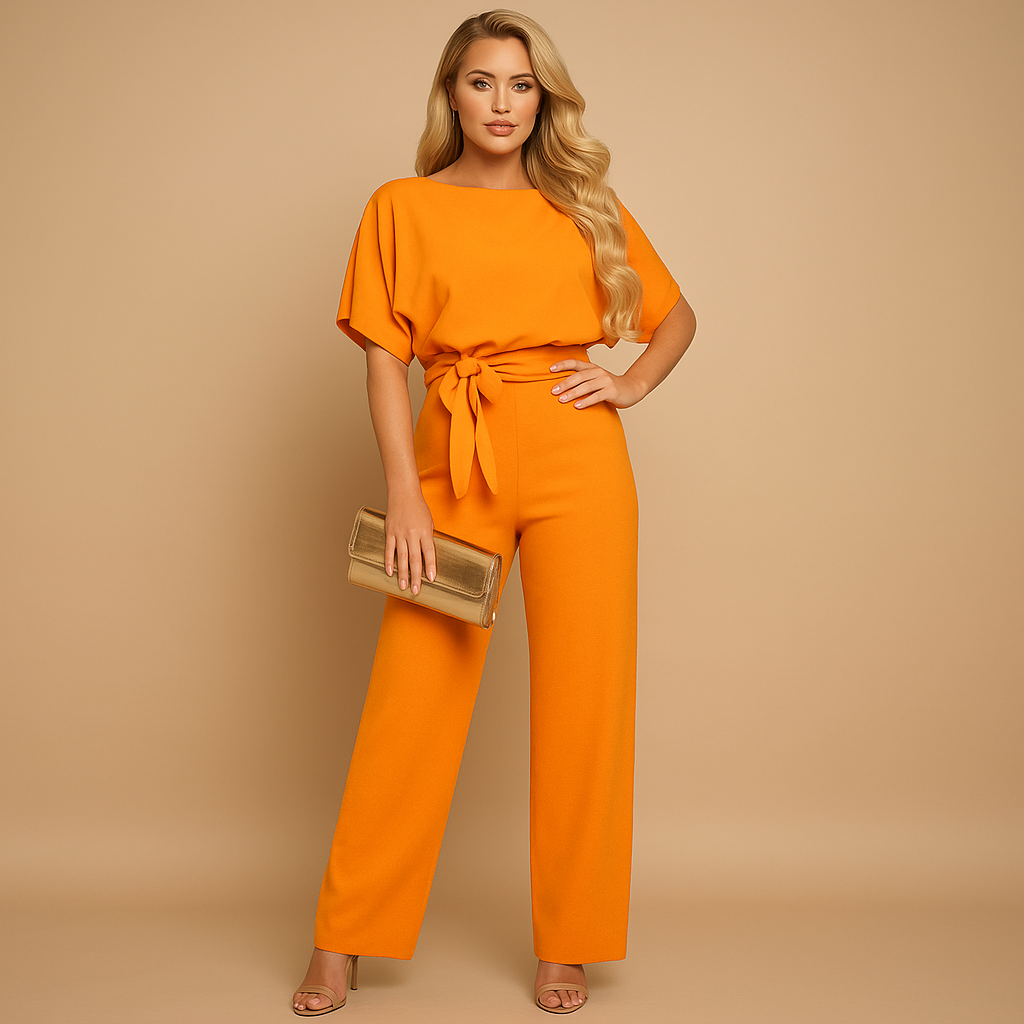 Glitter halterneck jumpsuit with open back for women | Eliza