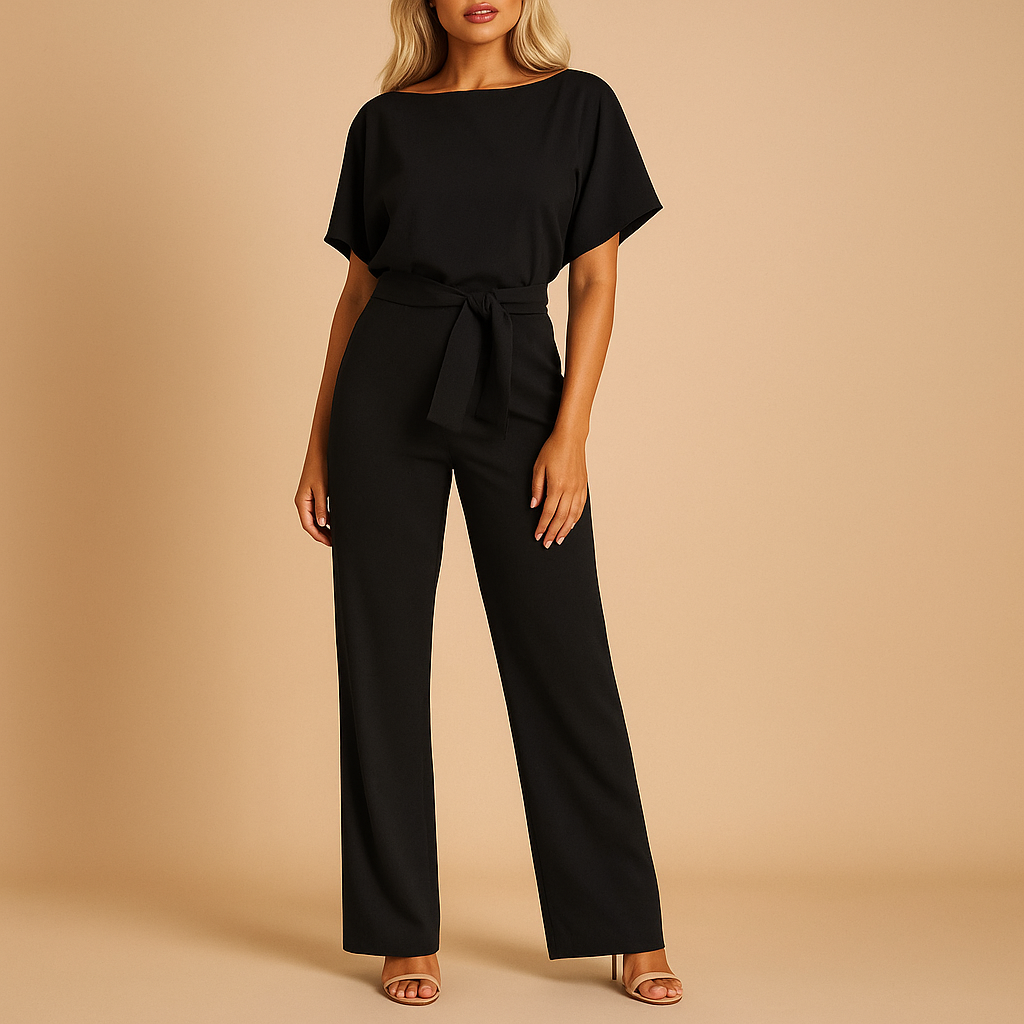 Glitter halterneck jumpsuit with open back for women | Eliza