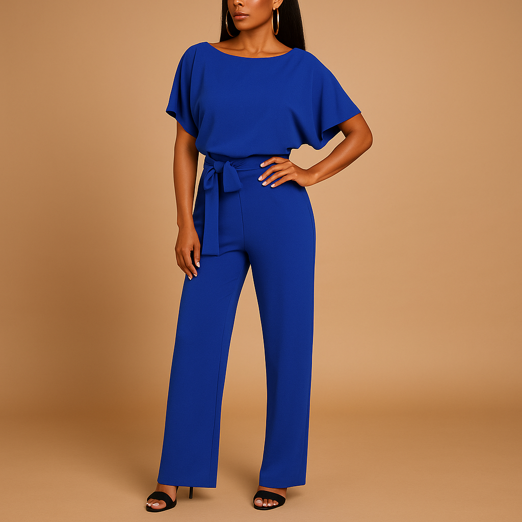 Glitter halterneck jumpsuit with open back for women | Eliza