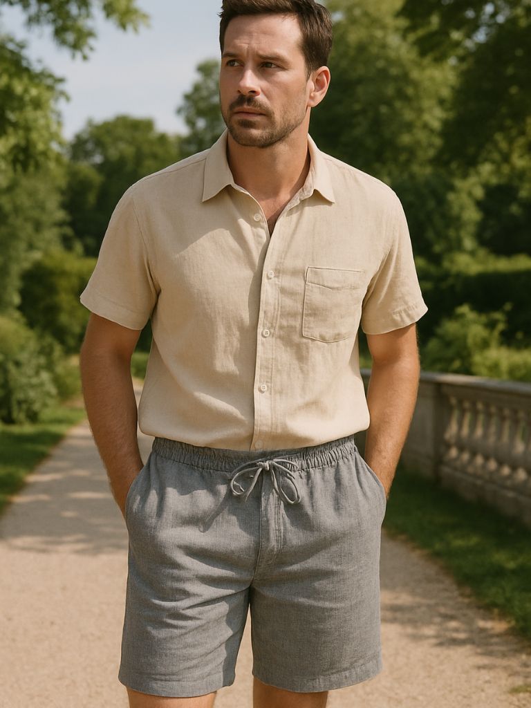 Gris Mariner Linen Shorts for Men