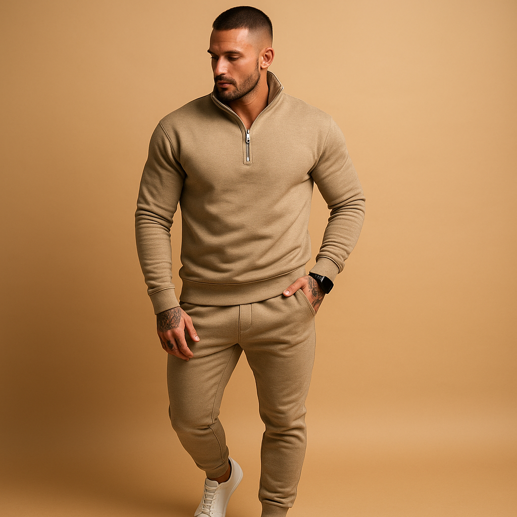 Half-zip sweatshirt and jogger set for men | Damien