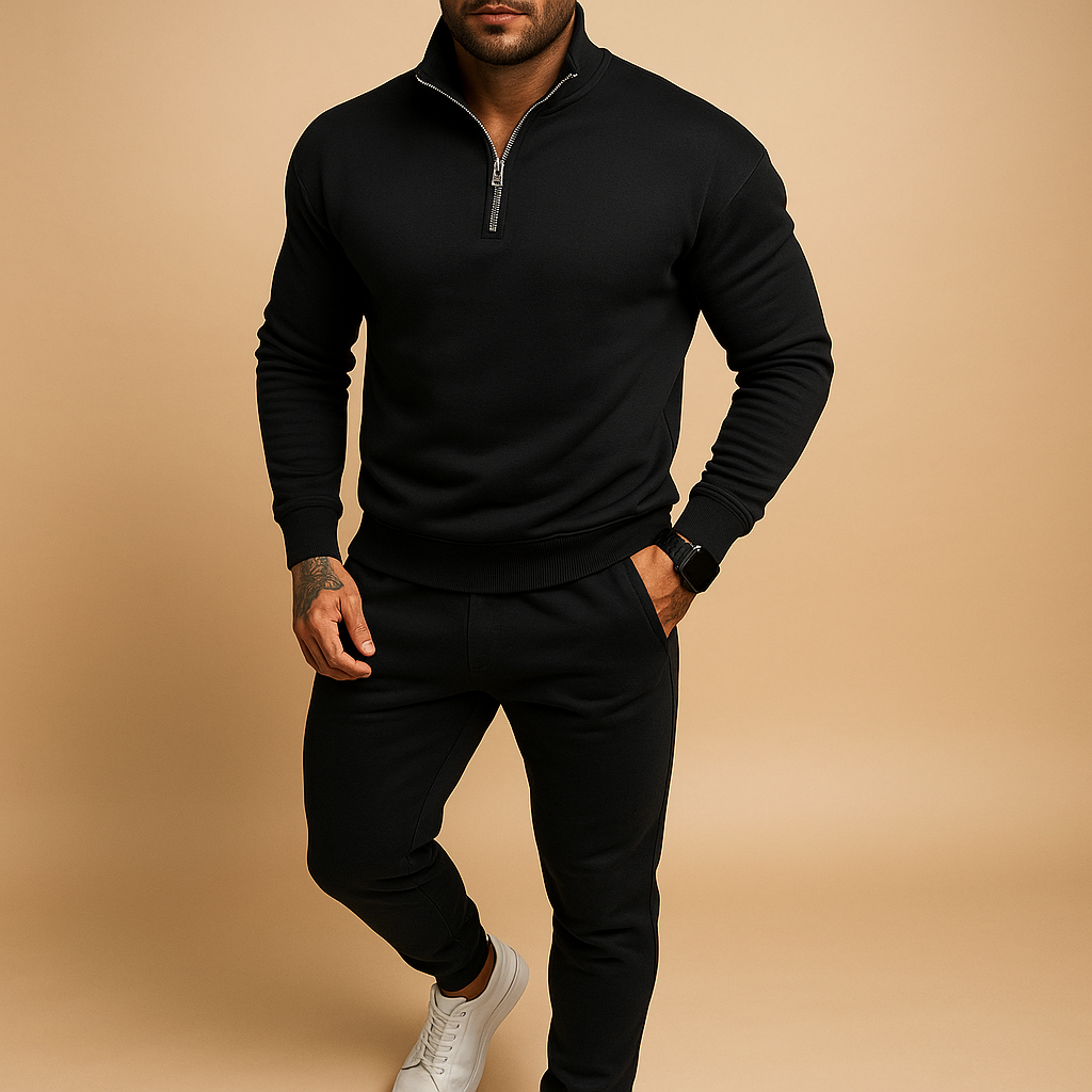 Half-zip sweatshirt and jogger set for men | Damien