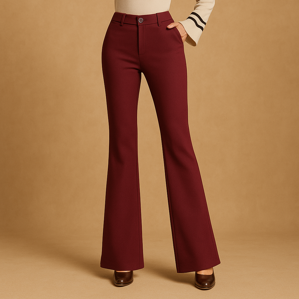High-waisted flared trousers with elegant silhouette for women | Renata