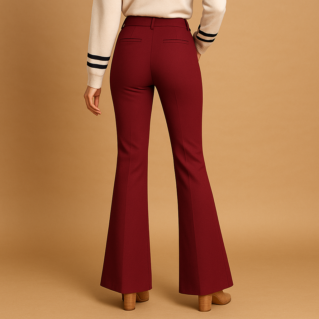 High-waisted flared trousers with elegant silhouette for women | Renata
