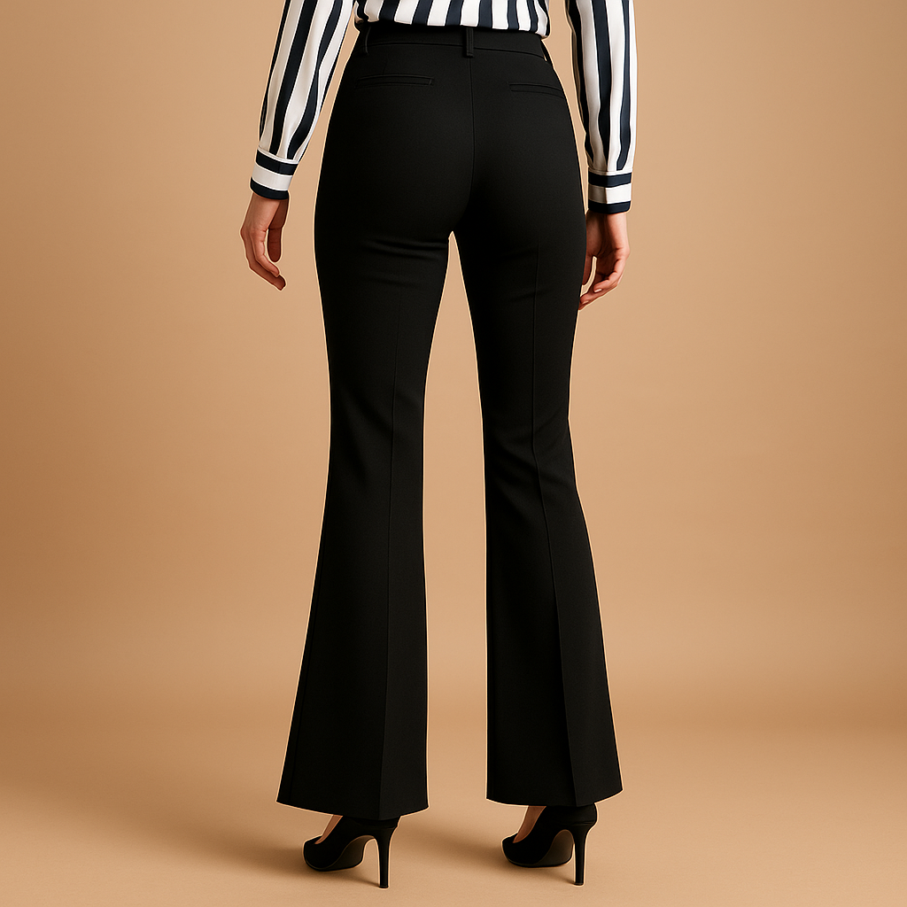 High-waisted flared trousers with elegant silhouette for women | Renata