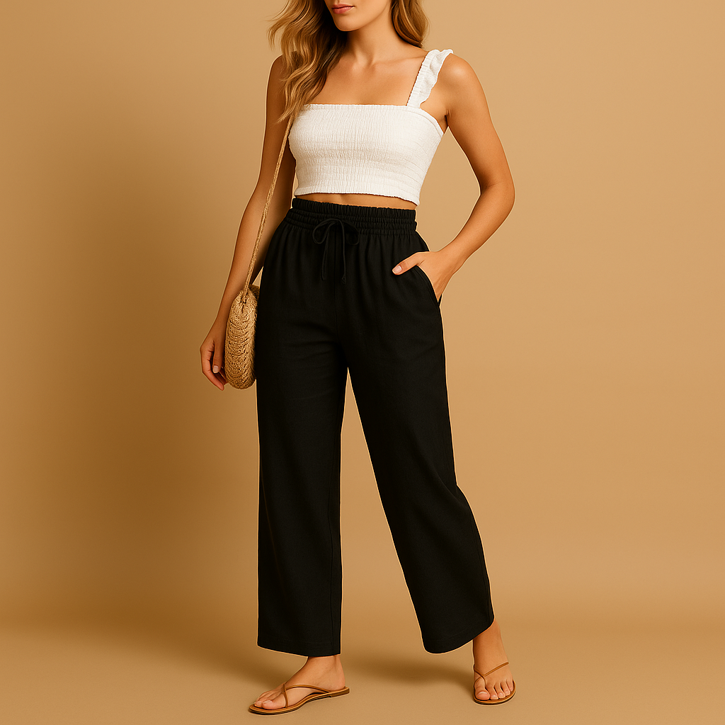 High-waisted lounge pants with straight leg for women | Talia