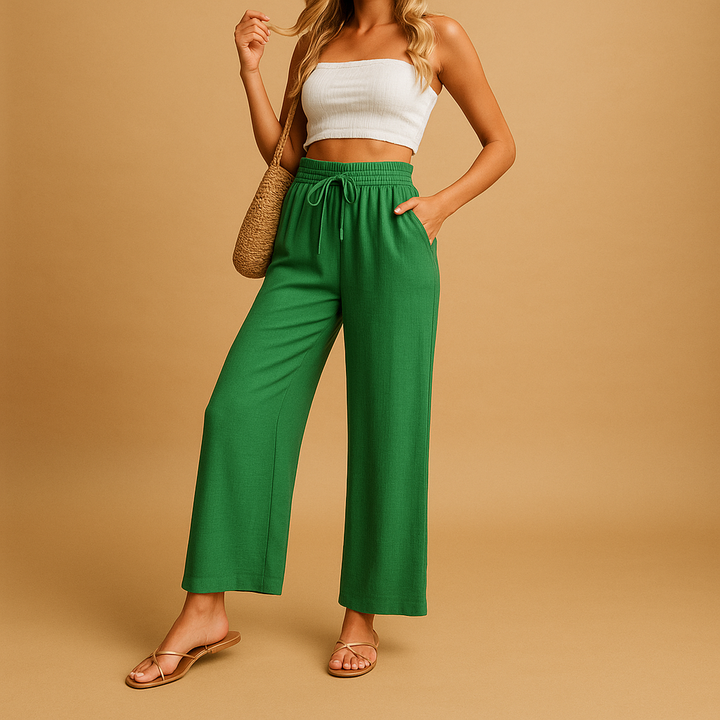 High-waisted lounge pants with straight leg for women | Talia