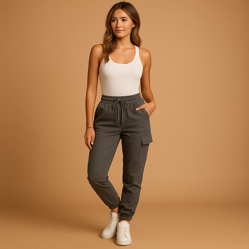 High-waisted slim cargo pants for women | Elina