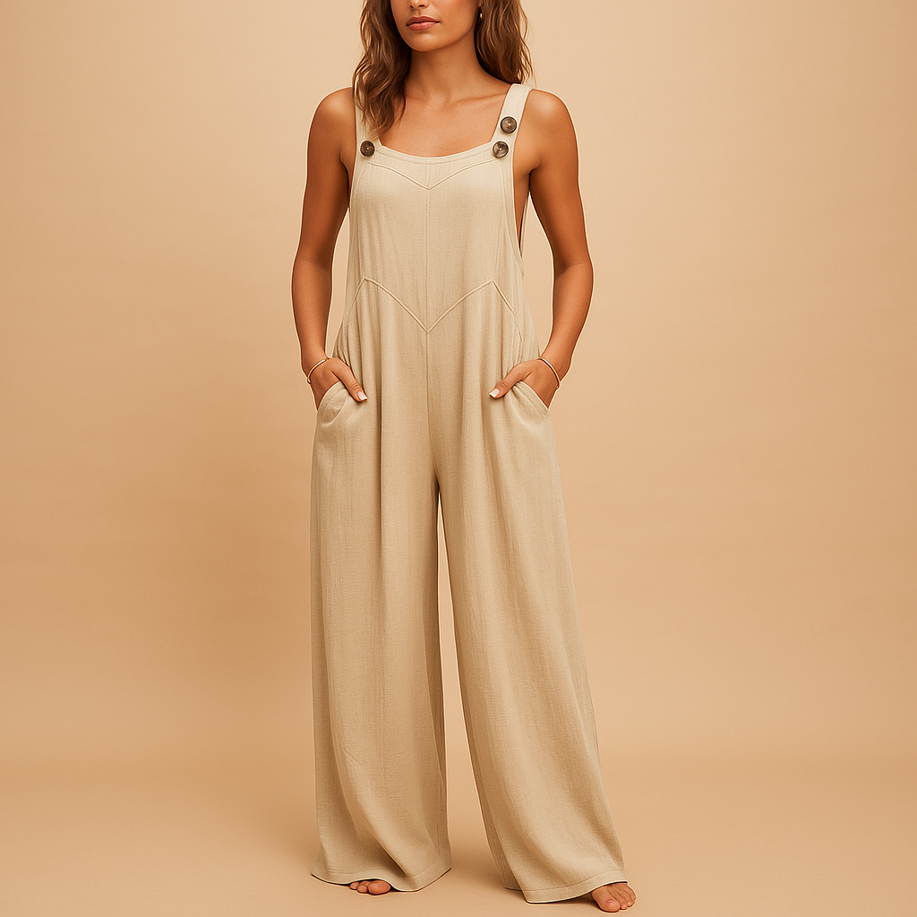 High-waisted summer jumpsuit with wide legs for women | Hazel