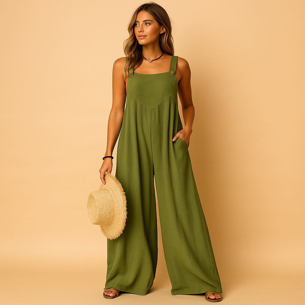 High-waisted summer jumpsuit with wide legs for women | Hazel