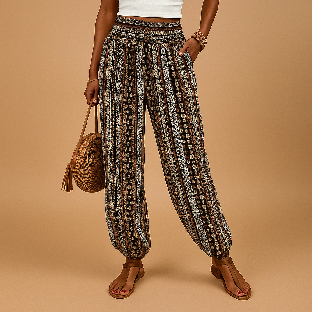 High-waisted wide leg boho pants for women | Isla