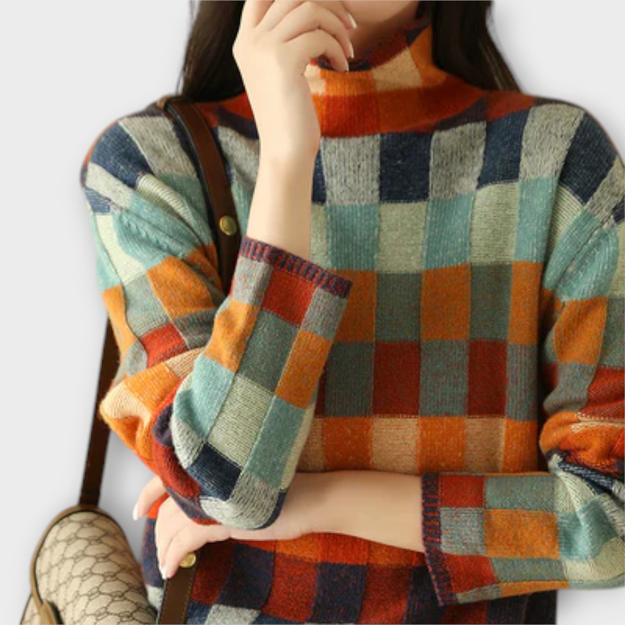 Patchwork Turtleneck for Women