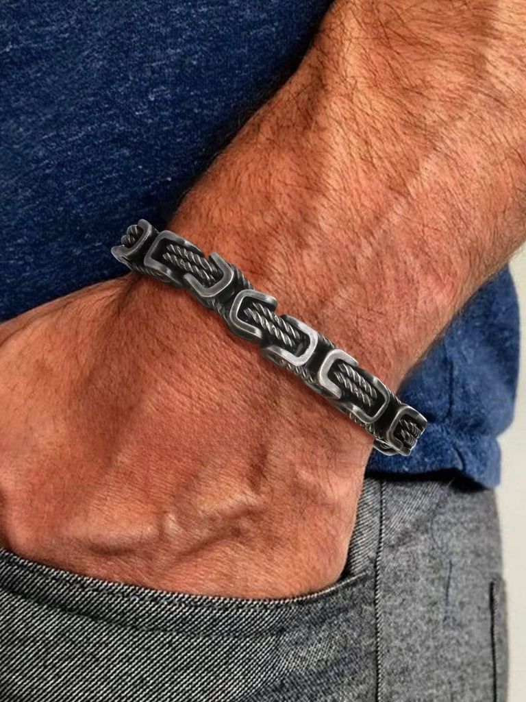 Iron Bastion Chain Cuff - Cross & Crown