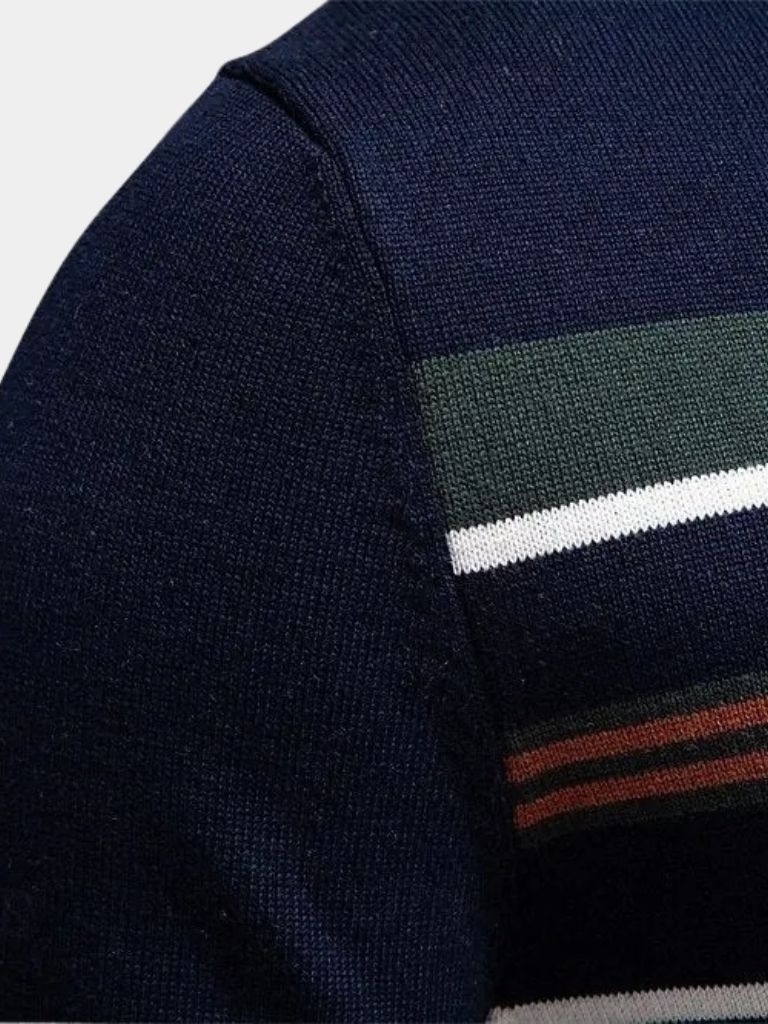 Knit Striped Quarter-Zip Jumper Sweater for Men