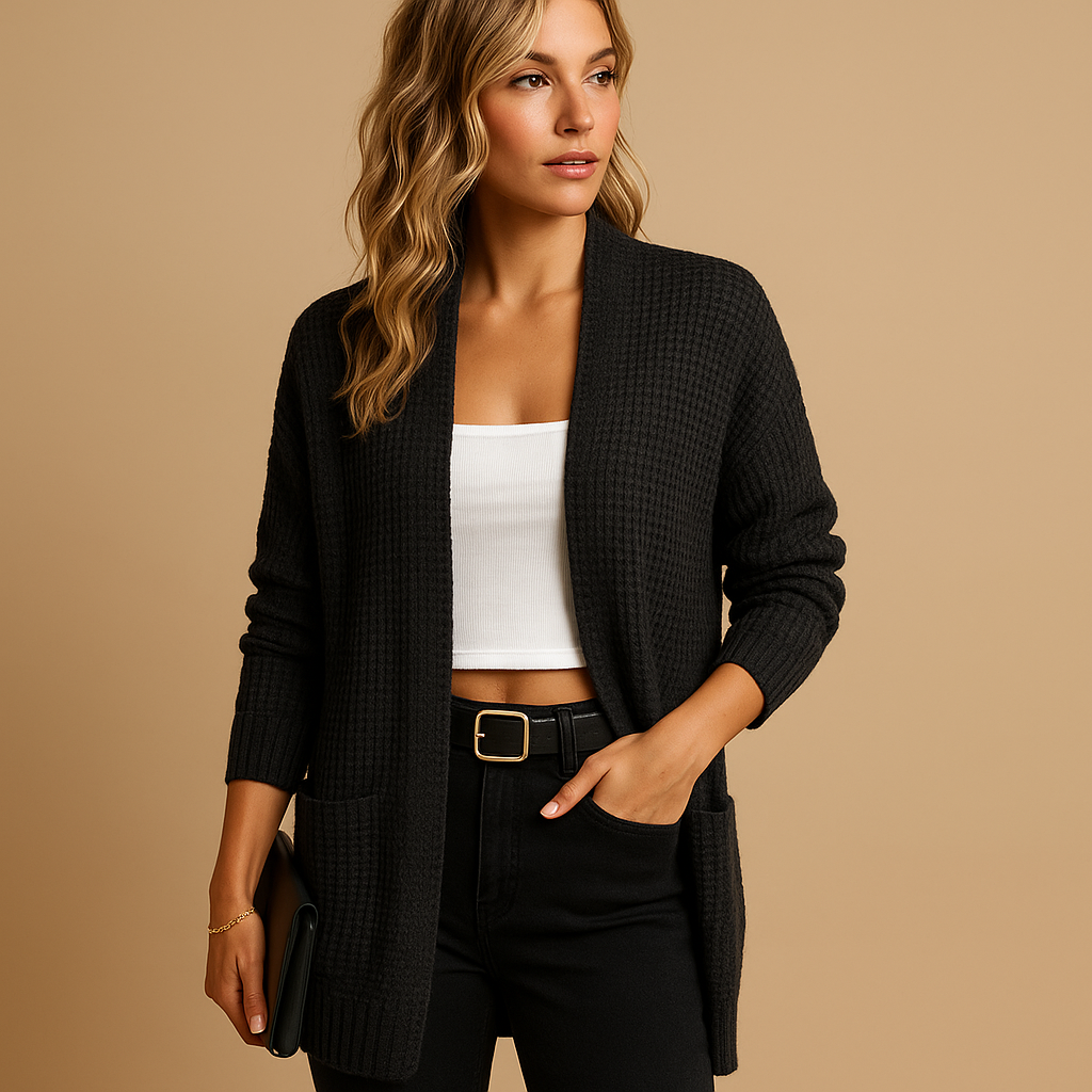 Knitted casual vest with pockets for women | Isla