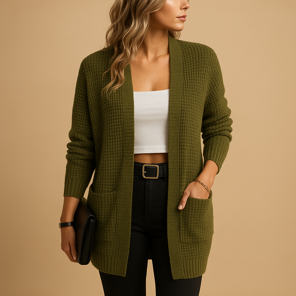 Knitted casual vest with pockets for women | Isla