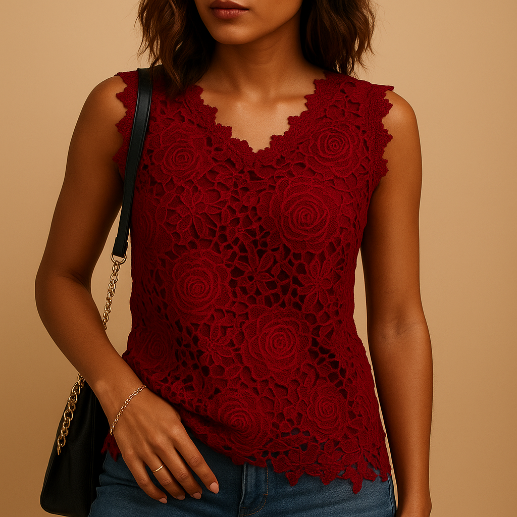 Lace blouse with round neck for women | Sophie
