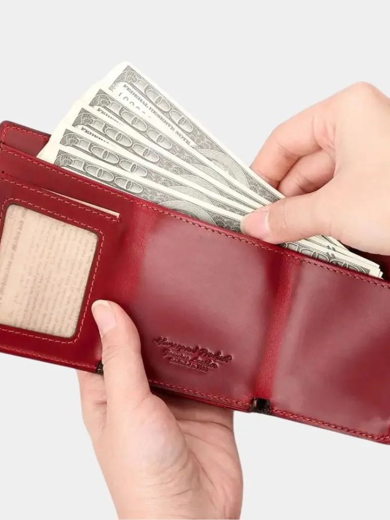 Leather Magnet Wallet Anti-Scam for Men
