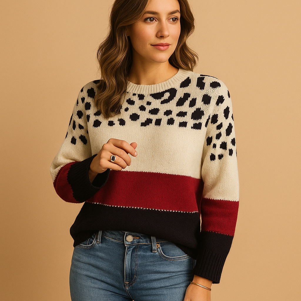 Leopard print cotton sweater for women | Brielle