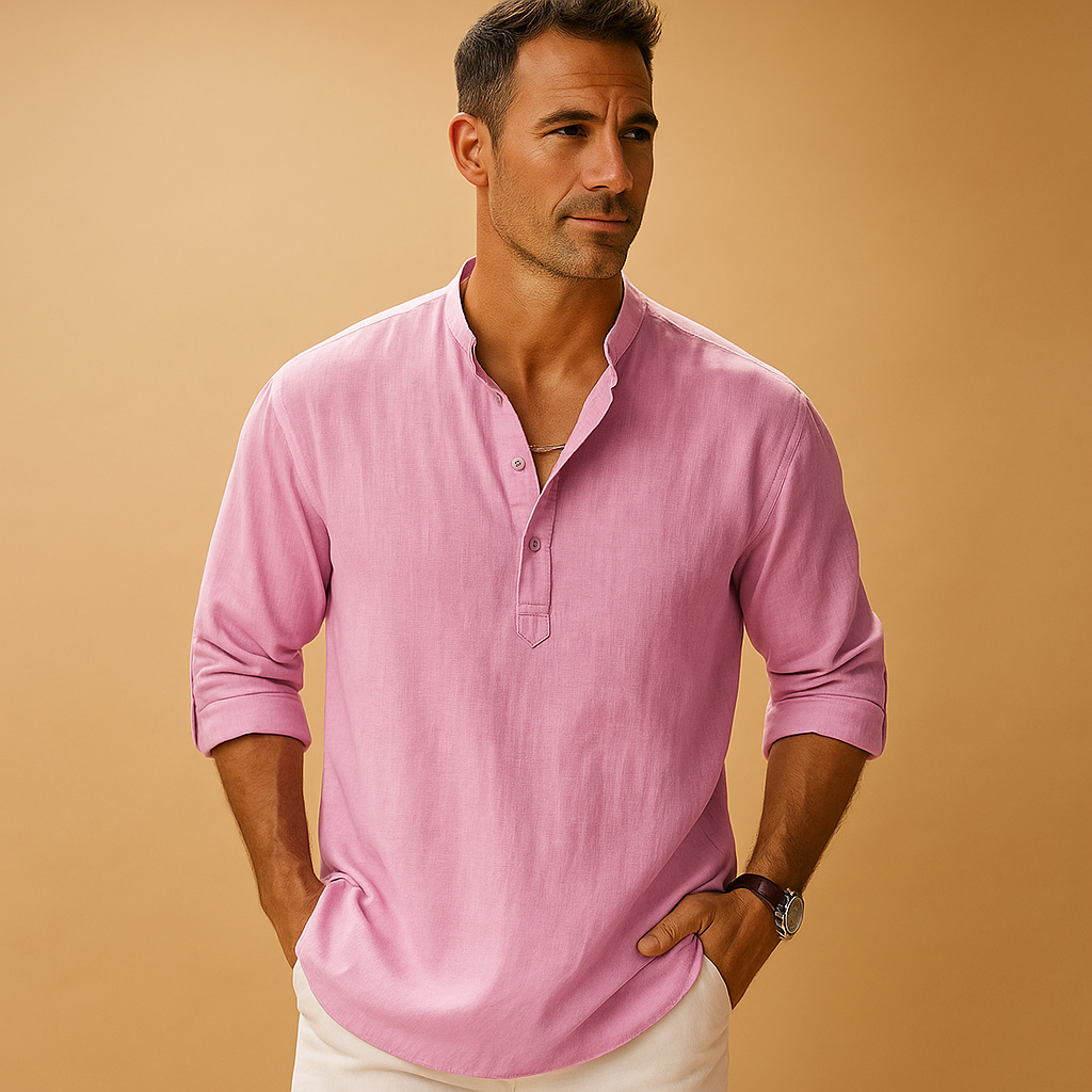Lightweight long sleeve V-neck shirt for men | Adrian