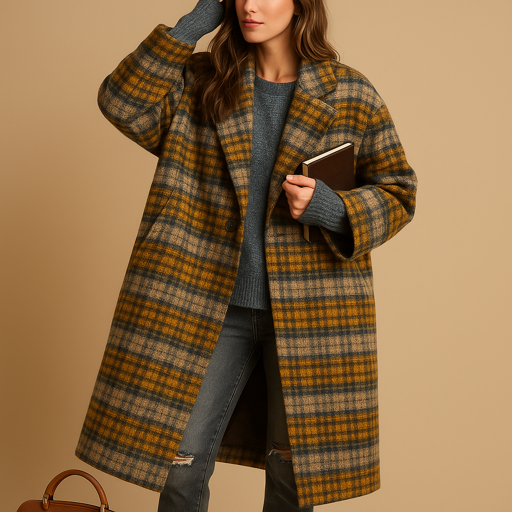 Long autumn coat with pockets for women | Hazel