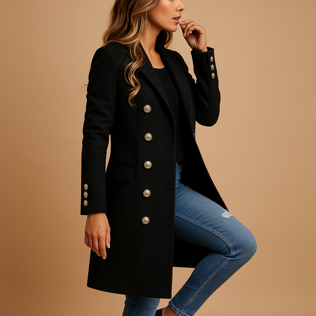 Long belted trenchcoat with button closure for women | Ada