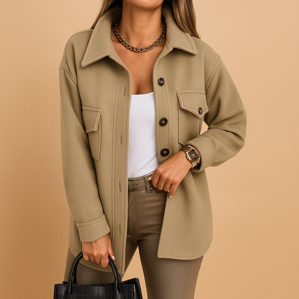 Long elegant winter coat with tailored silhouette for women | Noami