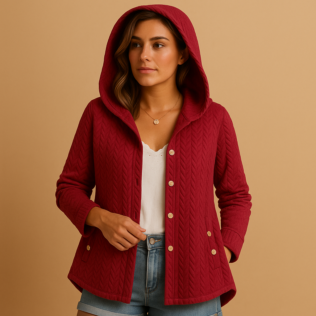 Long hooded winter coat with buttons for women | Belle