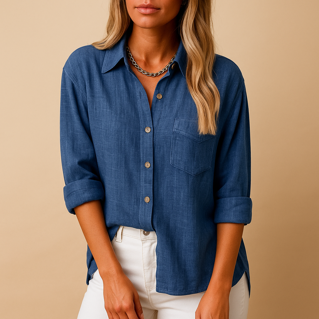 Long sleeve shirt blouse with pockets for women | Clara