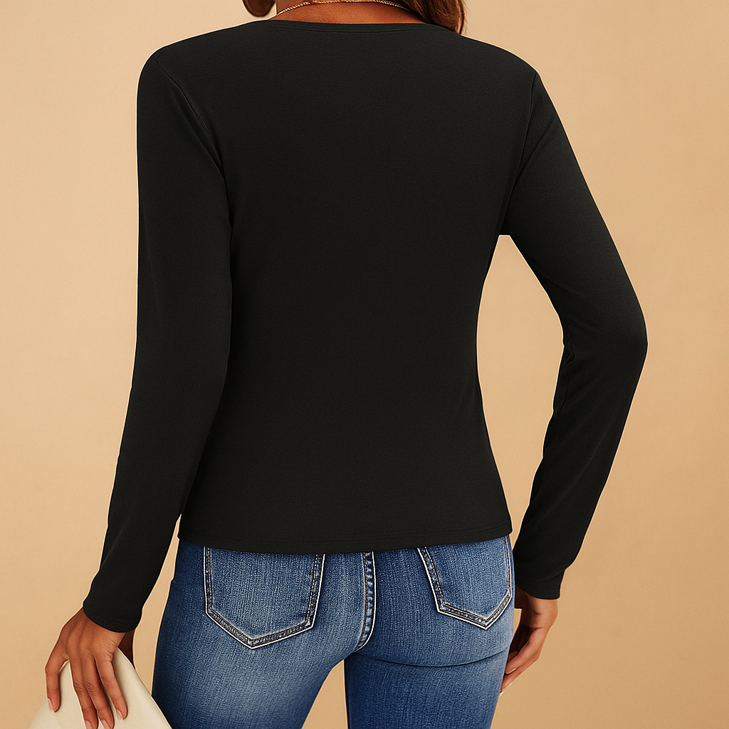 Long sleeve V-neck shirt for women | Hazel