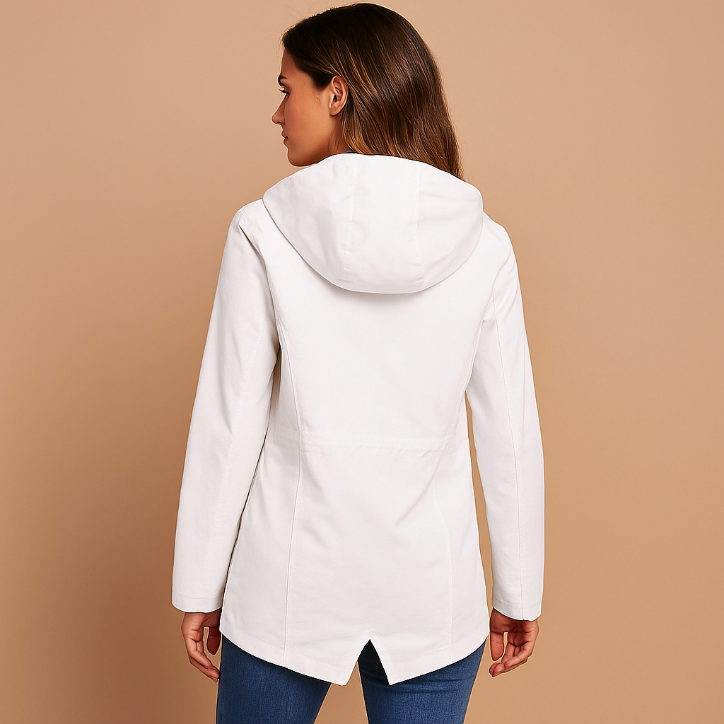 Long waterproof raincoat with hood for women | Francine