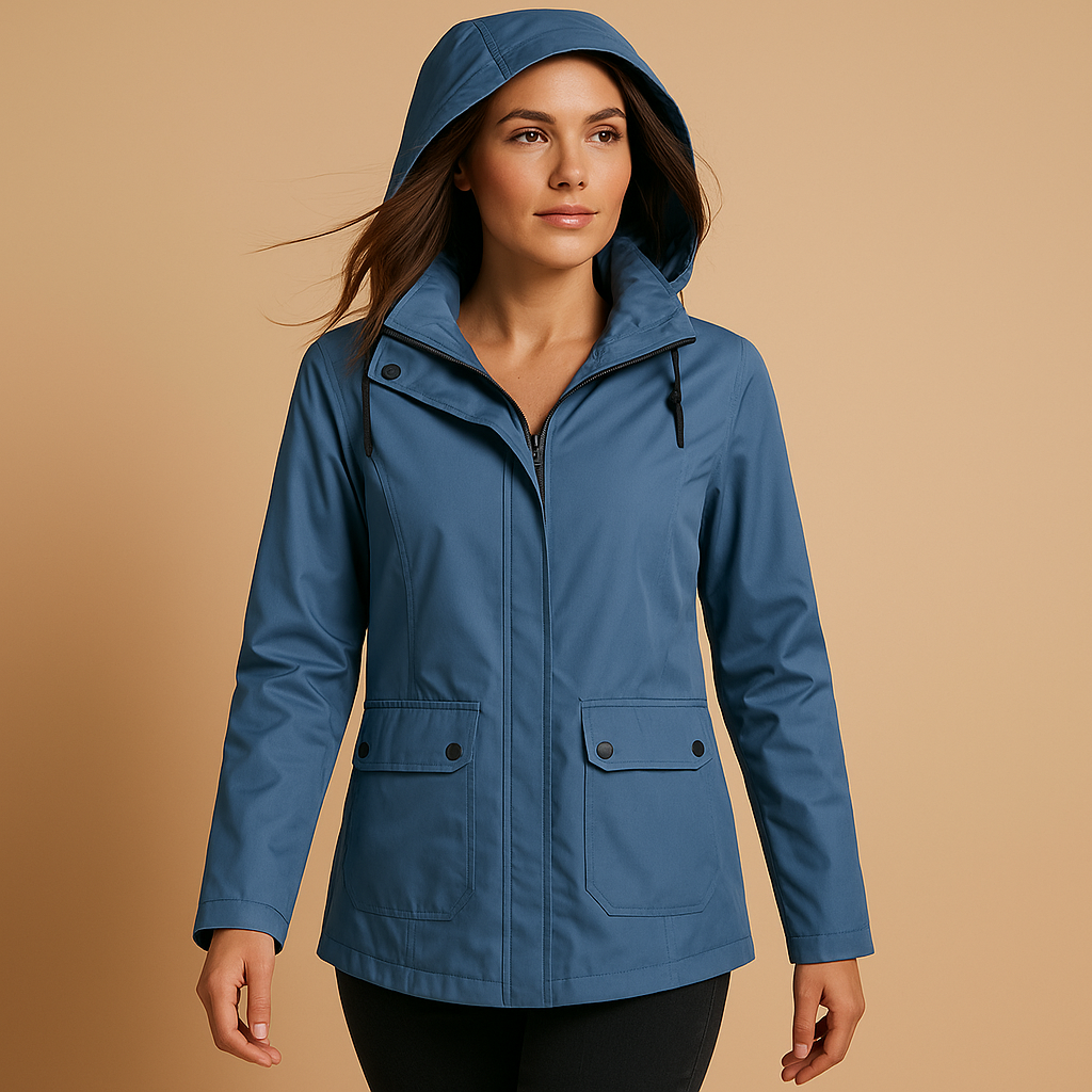 Long waterproof raincoat with hood for women | Francine
