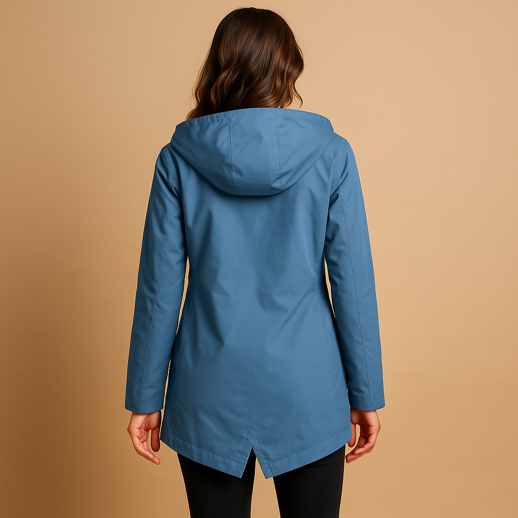 Long waterproof raincoat with hood for women | Francine