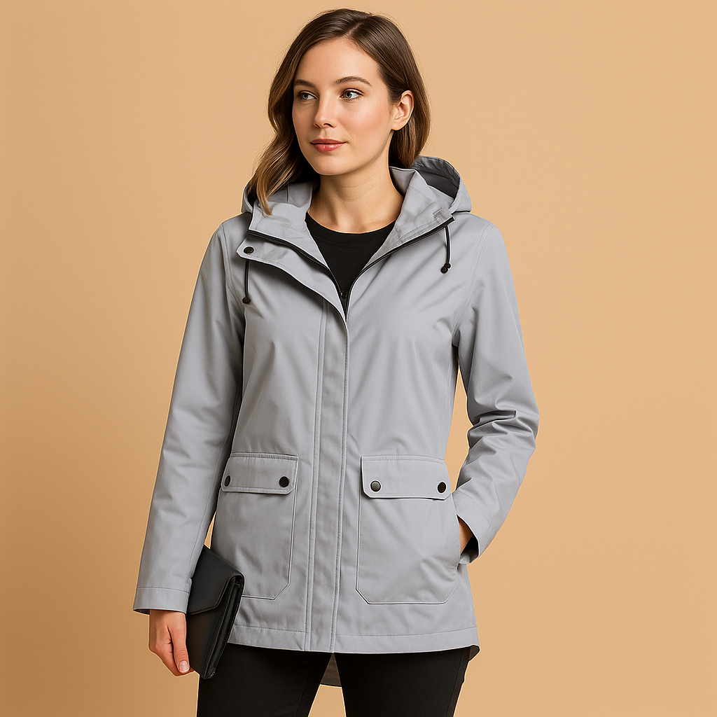 Long waterproof raincoat with hood for women | Francine