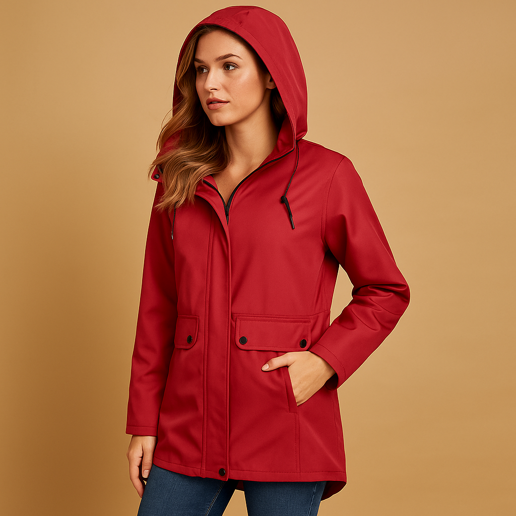 Long waterproof raincoat with hood for women | Francine