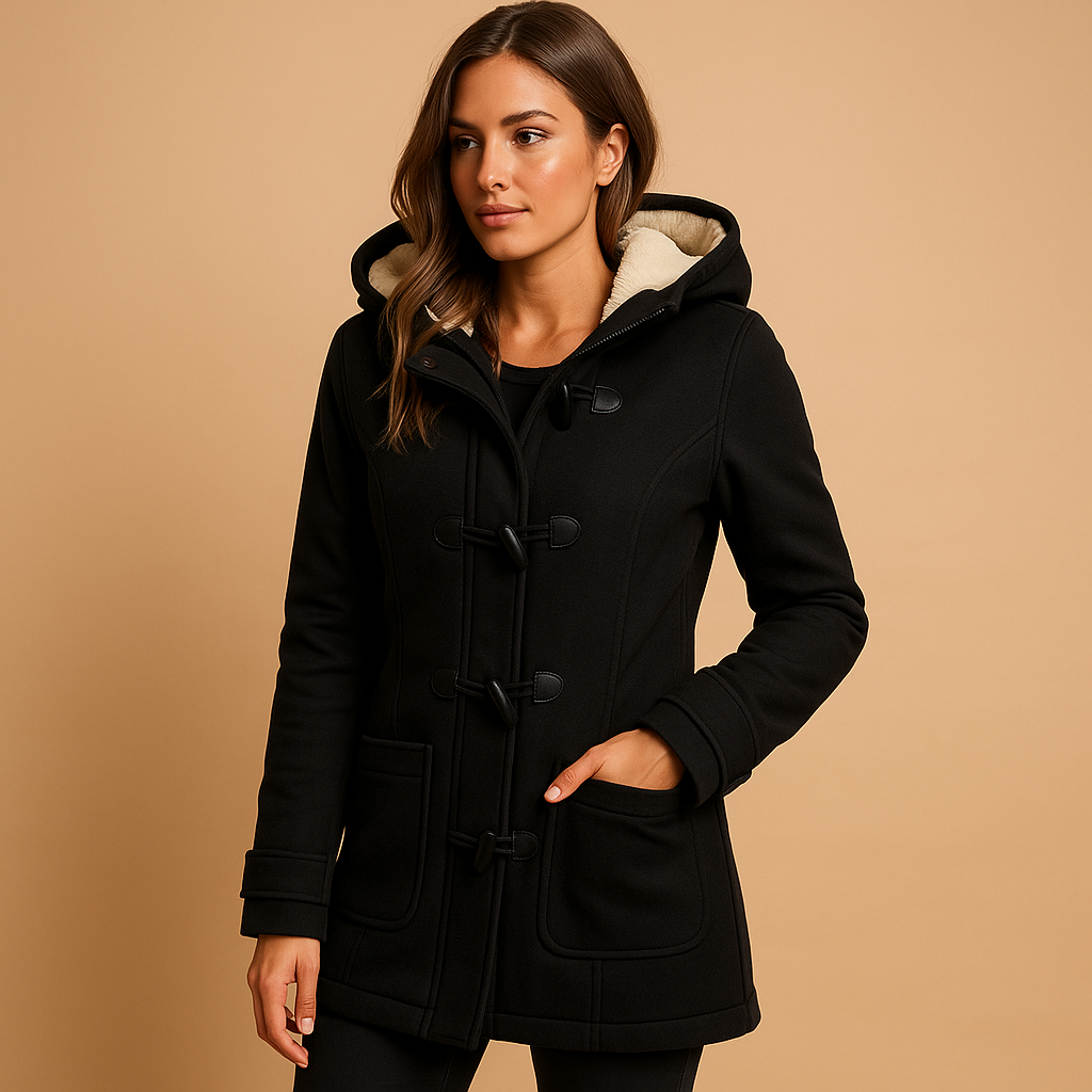 Long winter coat with hood for women | Samantha