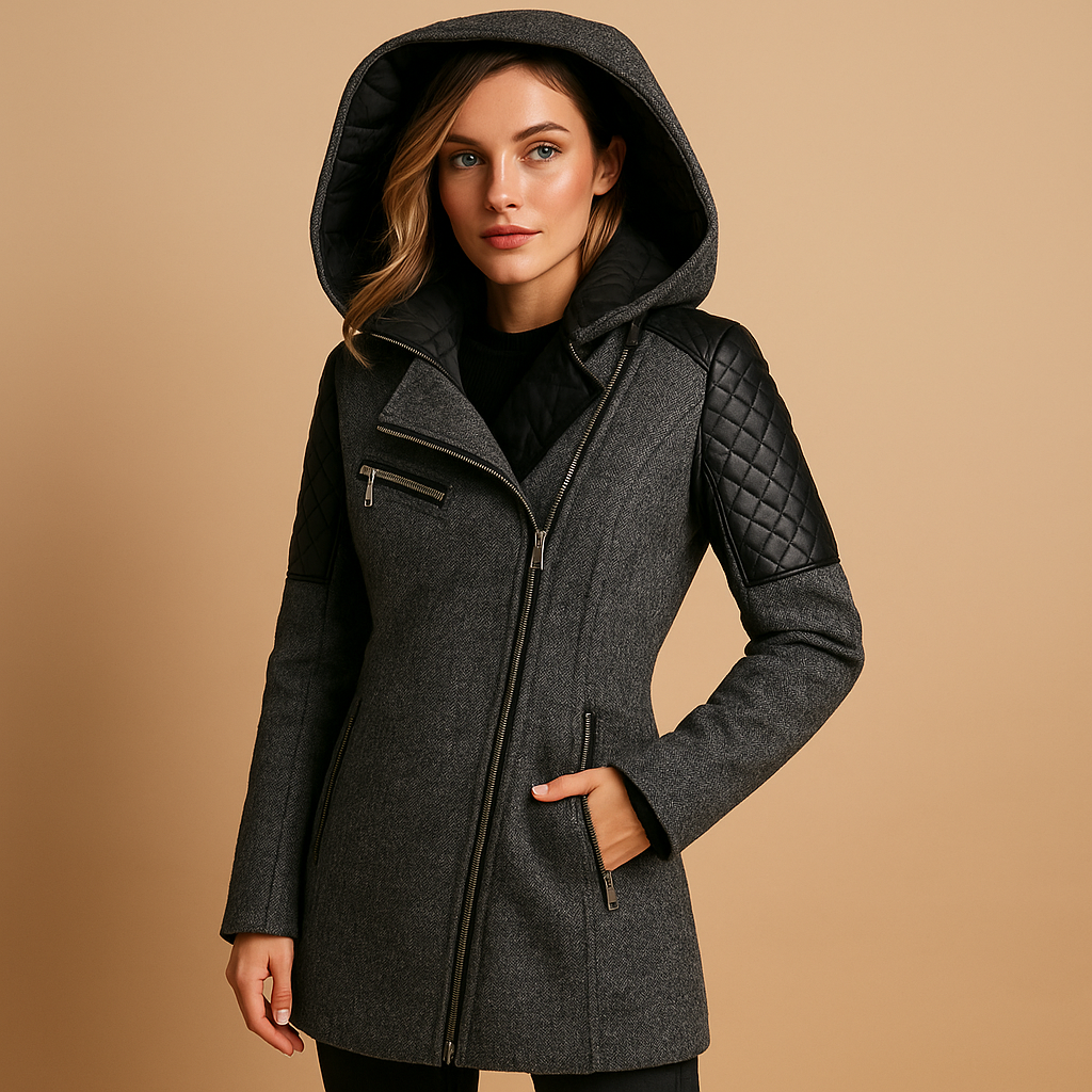 Long winter coat with hood for women | Riley