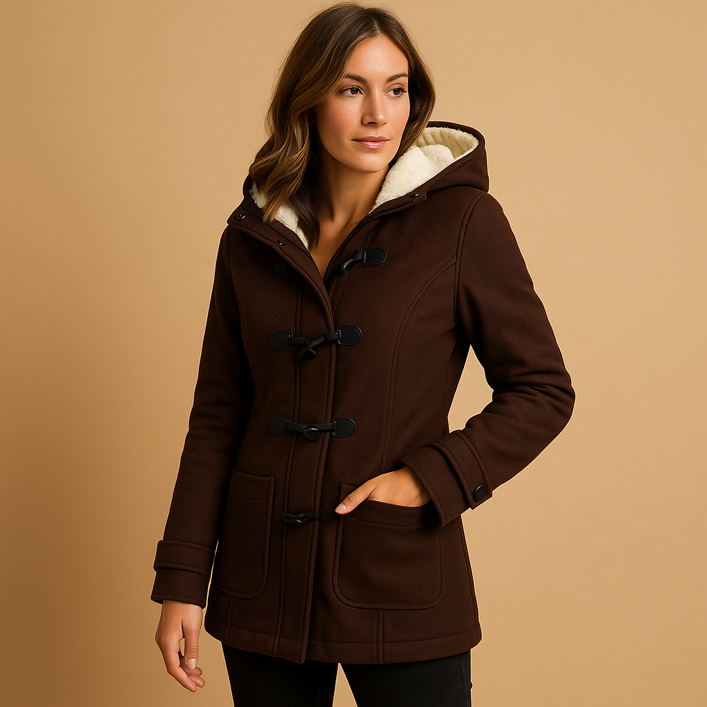 Long winter coat with hood for women | Samantha