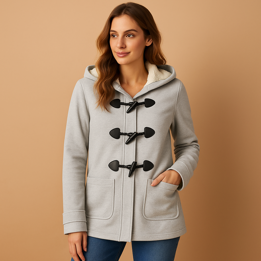 Long winter coat with hood for women | Samantha