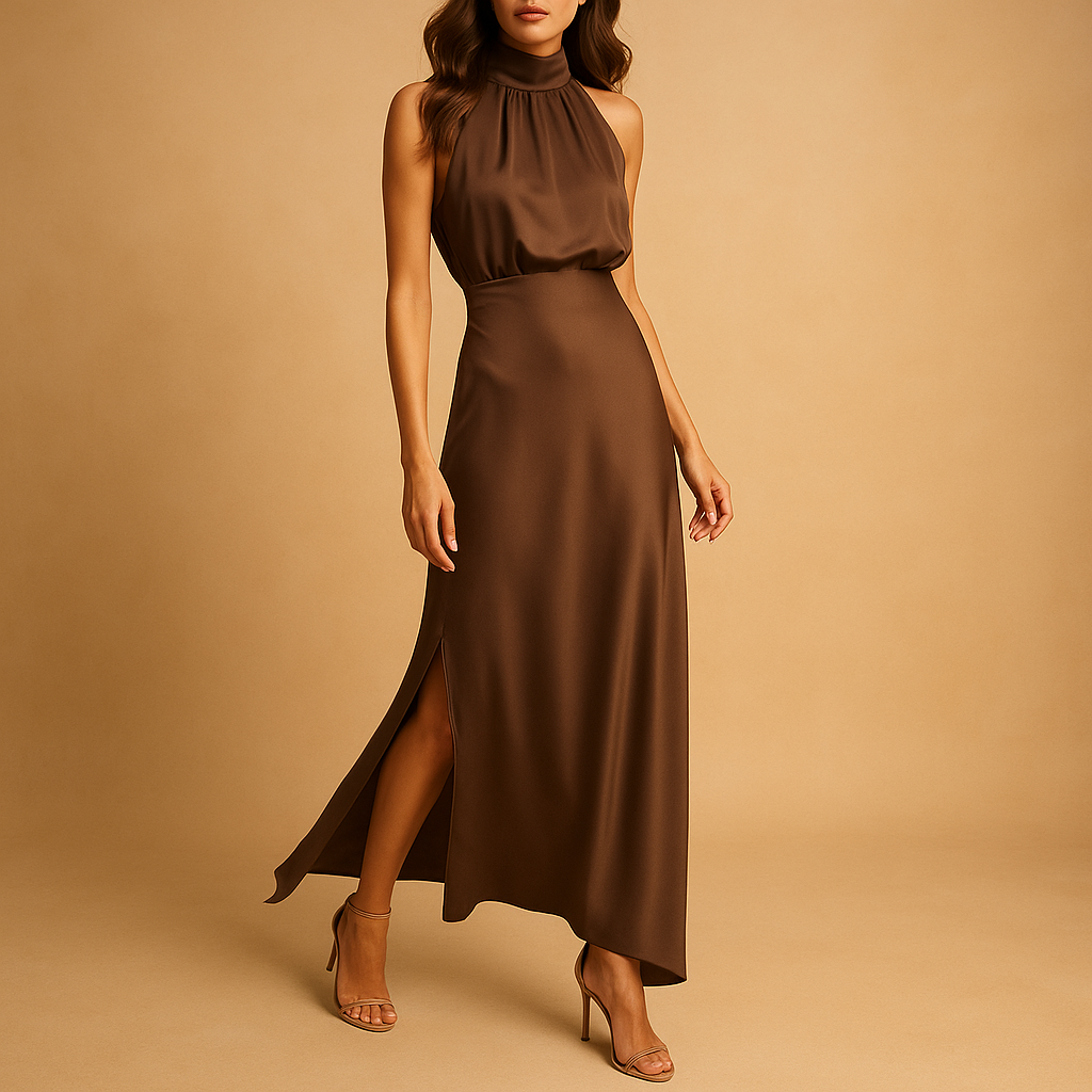 Maxi dress with side slit for women | Elaina
