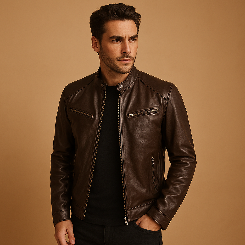 Mid-season PU leather jacket for men | Carson