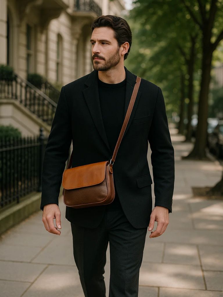 Milan Essential Leather Shoulder Bag for Men
