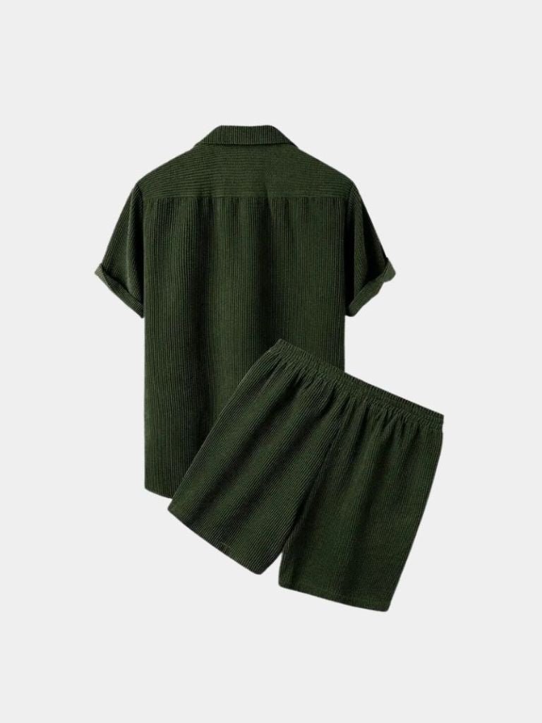 Minimalist Corduroy Set Shorts and Shirt for Men
