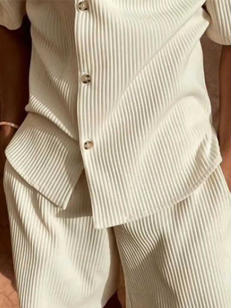 Minimalist Corduroy Set Shorts and Shirt for Men